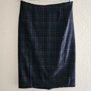 Liverpool Navy and Black Plaid Pencil Skirt